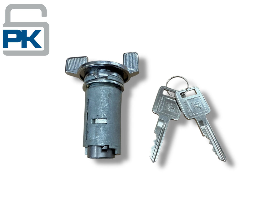 1972 & Up GM Ignition Lock Cylinder Bolt In 2 GM Logo Keys New PN: 12300443 (Aftermarket)
