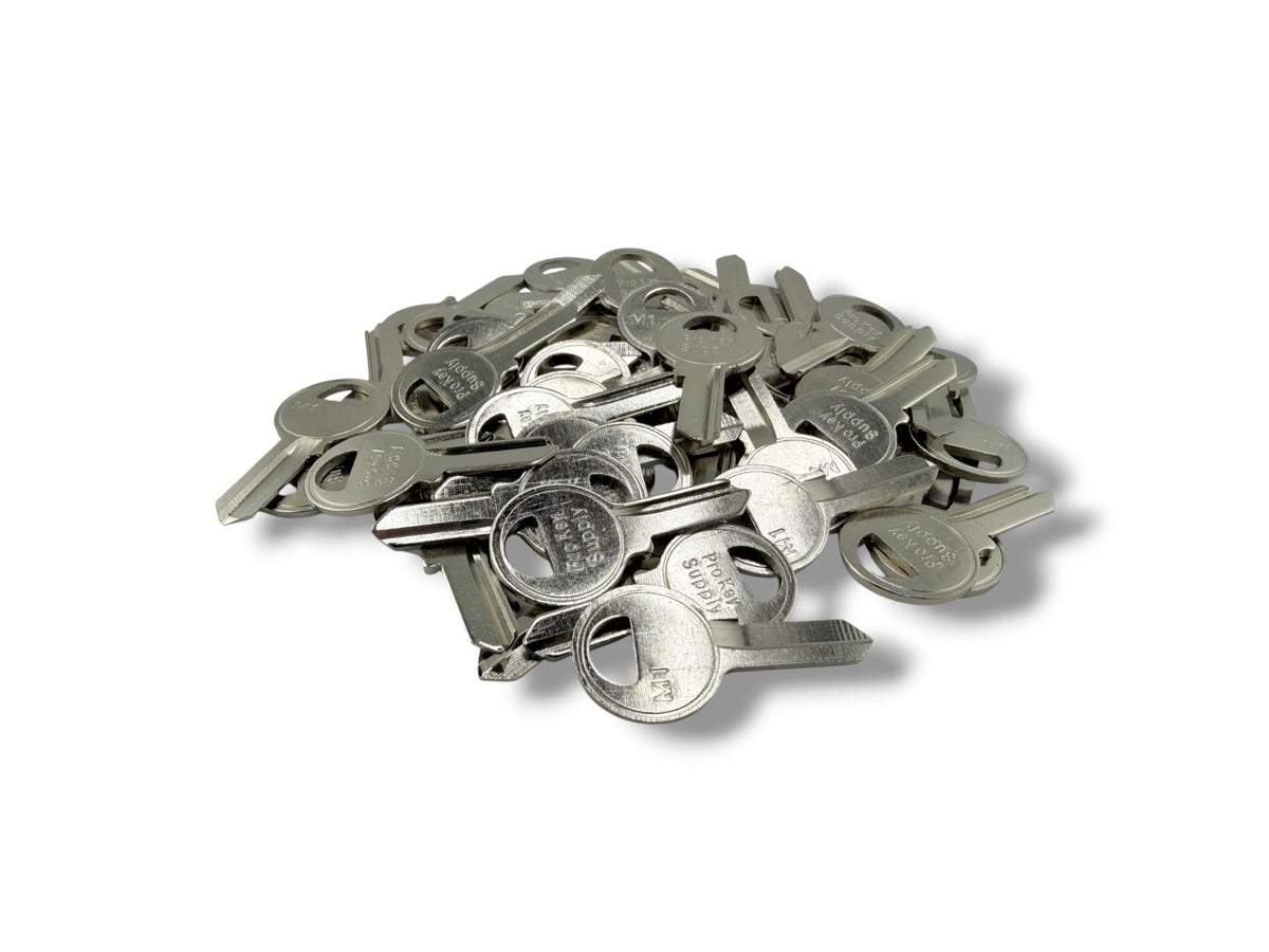 M1 / 1092 / Metal Key Blank for Master Padlocks Nickel Plated (100 Pack)