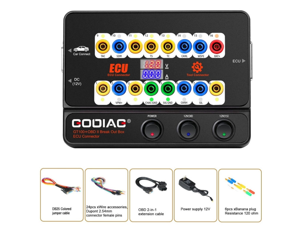 Godiag - GT100+ - OBD II Break Out Box ECU Connector With Display & CANBUS Protocol
